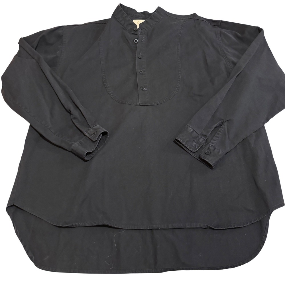 Scully Mens Black Western Bib Front Shirt RW023 Band Collar Pullover XL